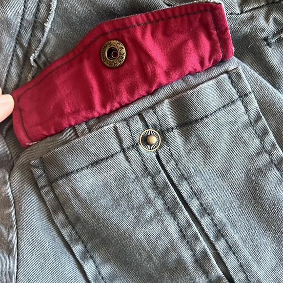 Free People Gray Utility Military Jacket with Red Trim and Gold Epaulets - Picture 15 of 16